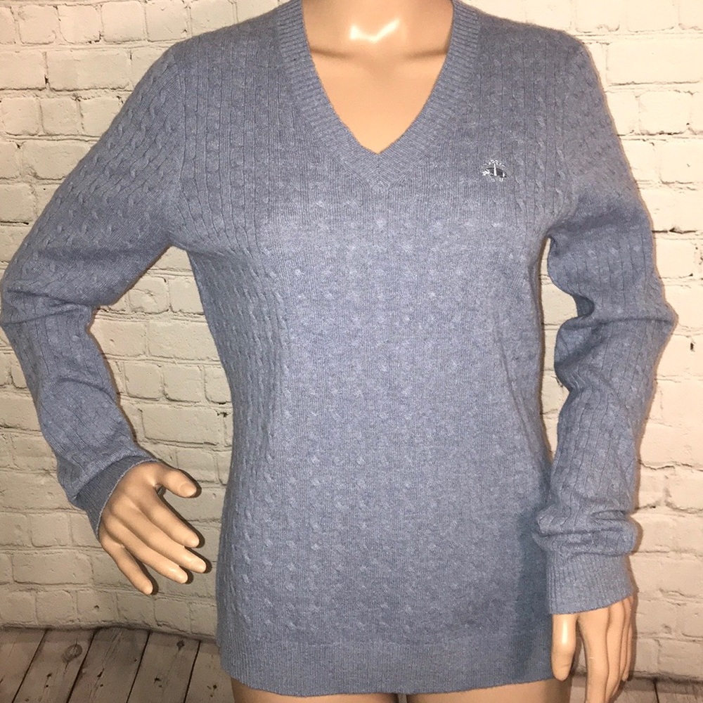 Brooks Brothers wool sweater v neck blue M